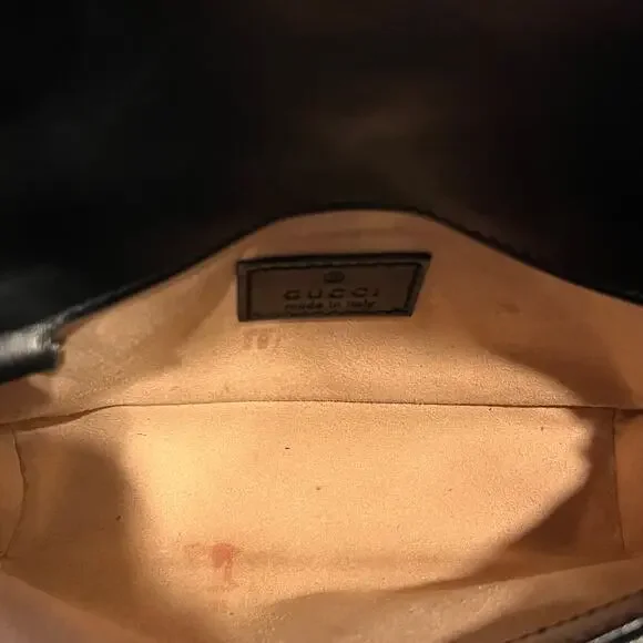 GUCCI GG Marmont Mini Black Calfskin Matelasse Chain Belt Bag - Picture 6 of 11